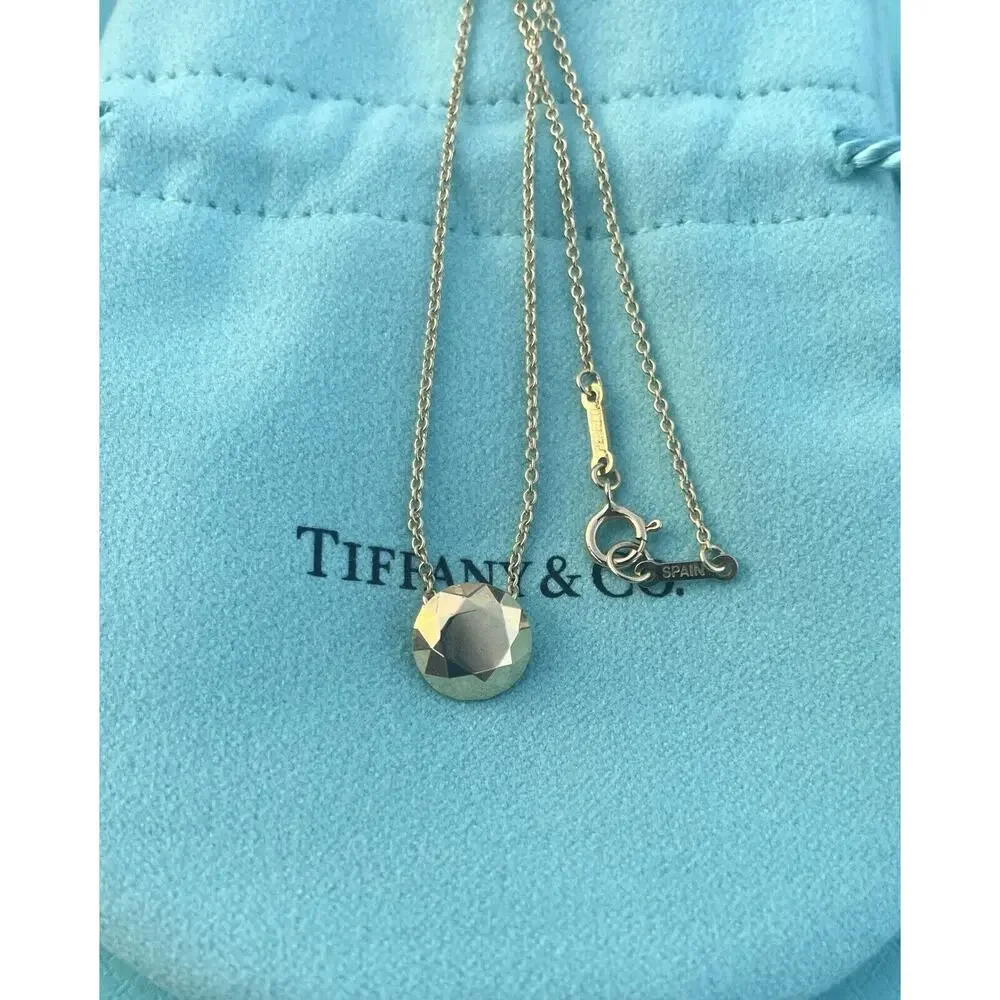 Tiffany Co Elsa Peretti Faceted 2 Carat 18k gold Pendant Necklace on a 15" Chain - Picture 7 of 15